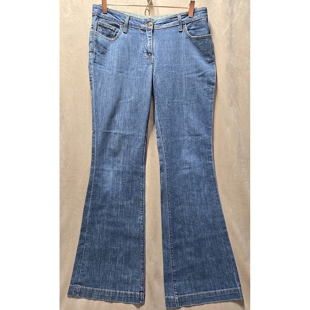 Boden Jeans Womens 14 L Blue Bootcut Flare Wide Leg Windsor Medium Wash Denim